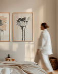 Parisian Bedroom with 2 art prints Minimalist and Serenity