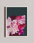 Balanced premium art print with pink and green floral design on wall