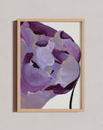 Empire framed print of purple flowers with muted gold accents for eclectic interiors.